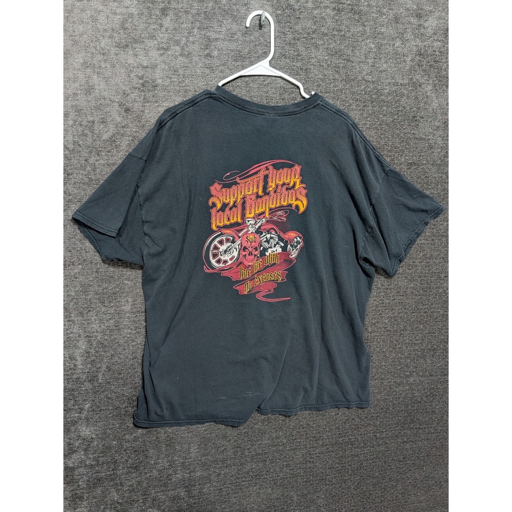 Gildan SYLB Wichita Falls Bandidos MC Biker T-Shirt Black 2XL Skull Graphic